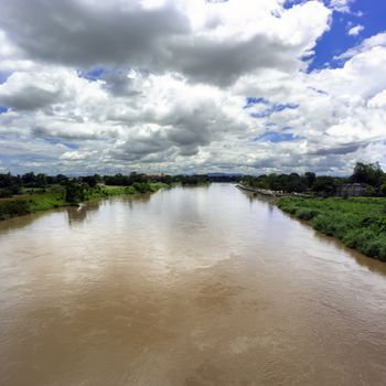 Mekok River and Clouds. Flowing from Thaton to Chiang Mai, Thailand.