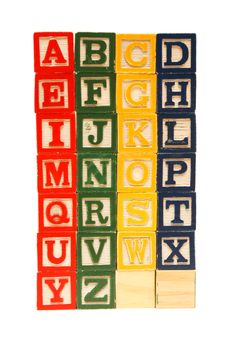 The alphabet from a to z carved out of wood.