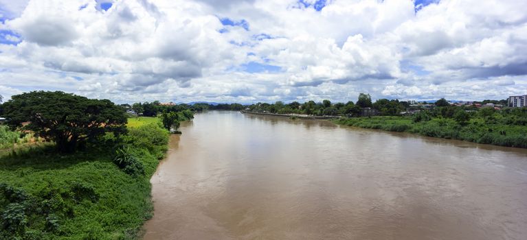 Mekok River Panorama. Flowing from Thaton to Chiang Mai, Thailand.