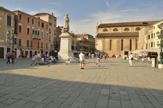 Plaza of Saint Stefano, where is located the church of Saint Stephen, Venice, Italy.
