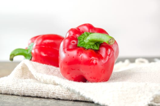 close up red bell peppers , fresh  vegetable