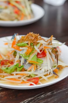 spicy papaya salad with crab , asian spicy food