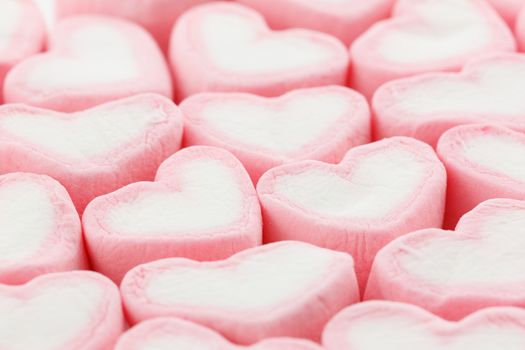 Heart shape pink marshmallow background