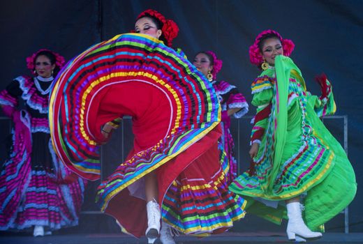 SAN DIEGO - MAY 03 : Dancers Participates at the Cinco De Mayo festival in San Diego CA . on May 3, 2014. Cinco De Mayo Celebrates Mexico's victory over the French on May 5, 1862.