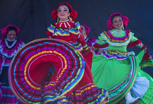 SAN DIEGO - MAY 03 : Dancers Participates at the Cinco De Mayo festival in San Diego CA . on May 3, 2014. Cinco De Mayo Celebrates Mexico's victory over the French on May 5, 1862.