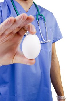 Egg in his hand the doctor - an allegory of life.