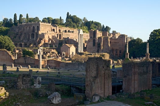 Photo shows remaining parts of the Rome empire ruins.