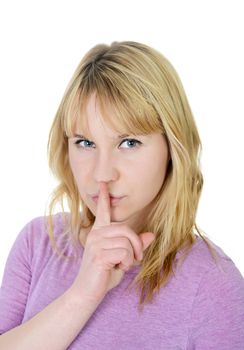 woman gesturing hush 