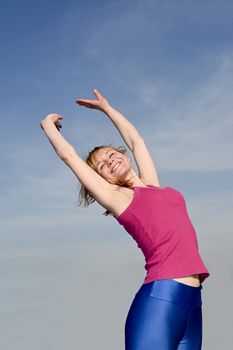 woman feeling free with arms wide open