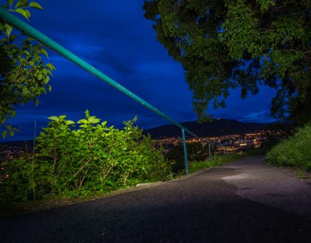 Graz city at dusk, view from the top