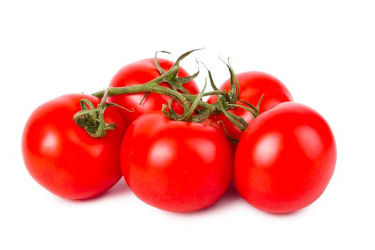 Ripe Tomatoes Isolated On White Background - Stock Image