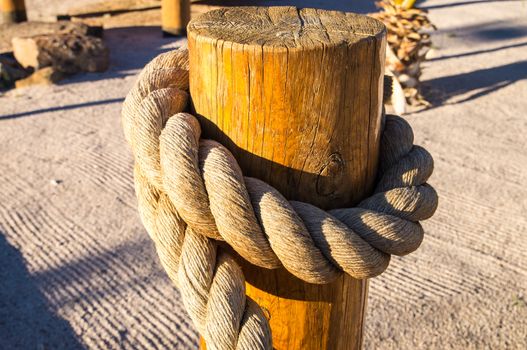 Rope on a wooden post