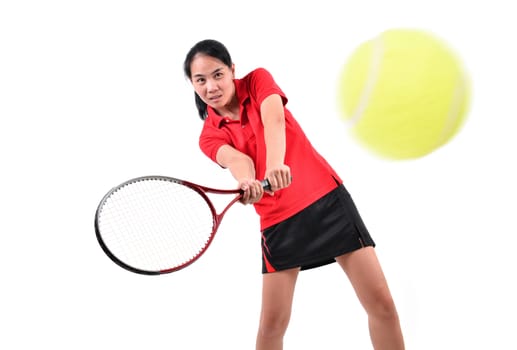 tennis player isolated on white background