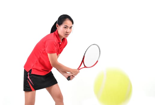 tennis player isolated on white background