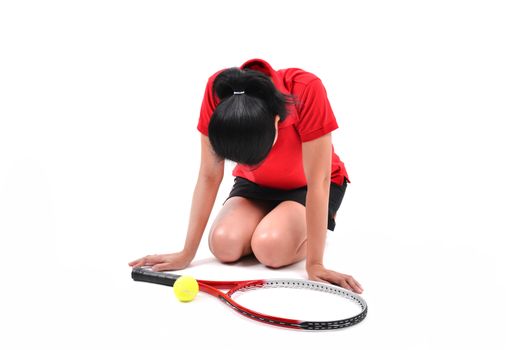 tennis player isolated on white background