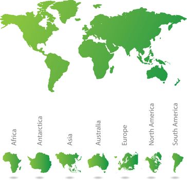 An Illustrated map of the world with all continents