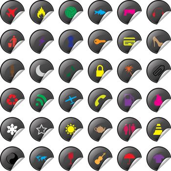 An Illustration of a universal sticker icon set