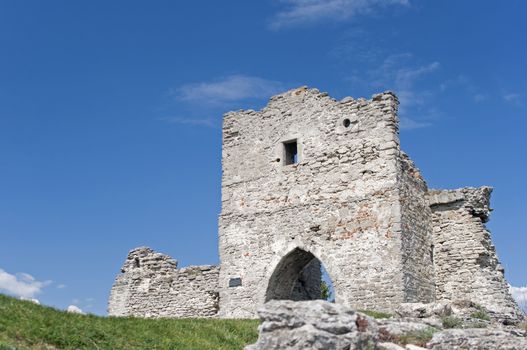 Ruins of Kudryntsi Castle in Ternopil region of Ukraine