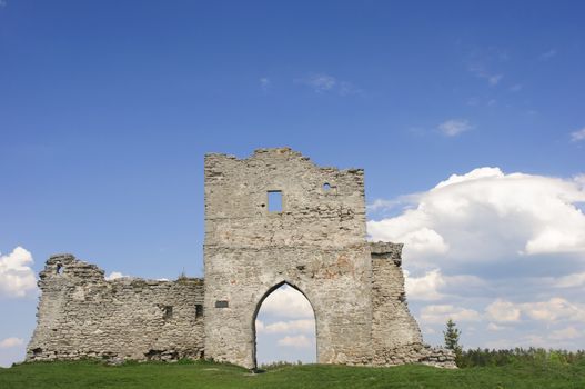 Ruins of Kudryntsi Castle in Ternopil region of Ukraine