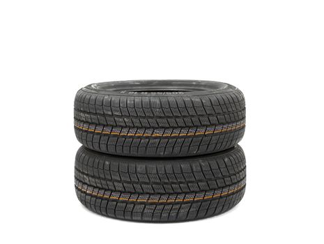 New tyres isolated on white