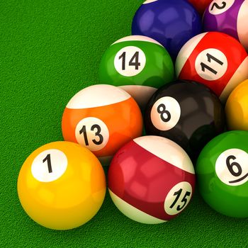 billiard  balls with numbers on a white background