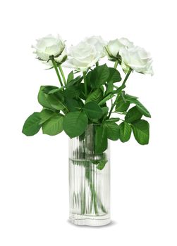 Beautiful white roses bouquet in a stylish glass vase