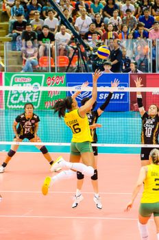 BANGKOK - AUGUST 17: Fernanda Rodrigues of Brazil Volleyball Team in action during The Volleyball World Grand Prix 2014 at Indoor Stadium Huamark on August 17, 2014 in Bangkok, Thailand.