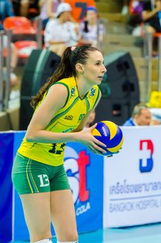 BANGKOK - AUGUST 17: Sheilla Blassioli of Brazil Volleyball Team in action during The Volleyball World Grand Prix 2014 at Indoor Stadium Huamark on August 17, 2014 in Bangkok, Thailand.