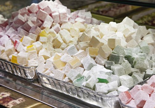 Various turkish delight in a shop in Istanbul