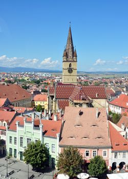 Sibiu city Romania Lutheran Evangelical Cathedral general view