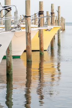 boats in the marina at sunrise at cap hatteras island