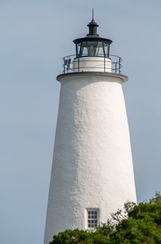 The Ocracoke Lighthouse and Keeper's Dwelling on Ocracoke Island of North Carolina's Outer Banks