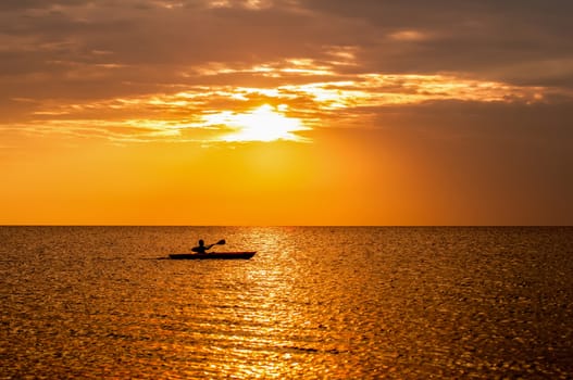 sunset at the beach on pamlico sound bay obx