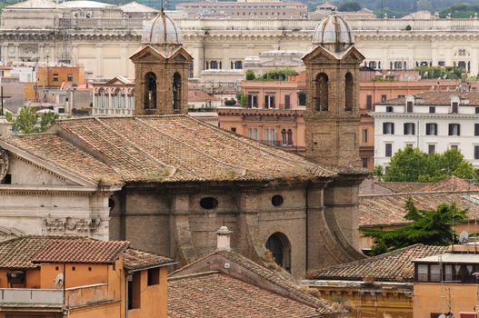 View to Rome roofs from Villa Borghese garden