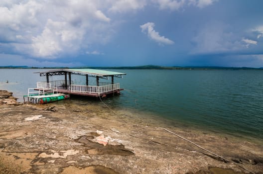 Water and sky in  the Reservoir embankment Sirinthorn Ubonratchatani Thailand