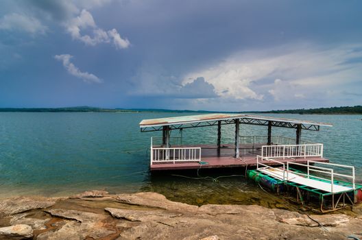 Water and sky in  the Reservoir embankment Sirinthorn Ubonratchatani Thailand