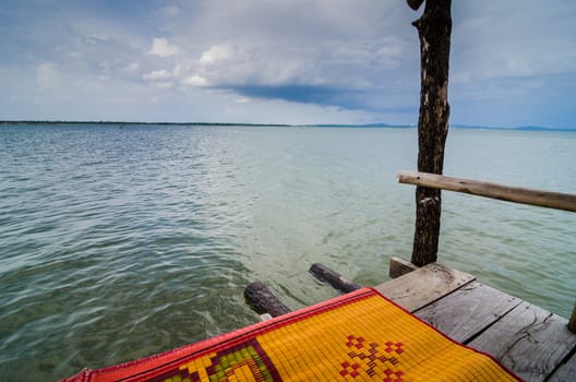 Water and sky in  the Reservoir embankment Sirinthorn Ubonratchatani Thailand