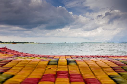 Water and sky in  the Reservoir embankment Sirinthorn Ubonratchatani Thailand