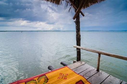 Water and sky in  the Reservoir embankment Sirinthorn Ubonratchatani Thailand