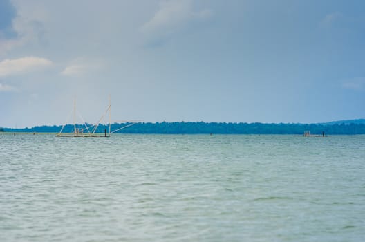 Water and sky in  the Reservoir embankment Sirinthorn Ubonratchatani Thailand