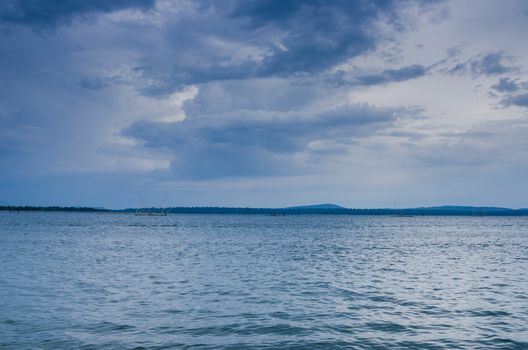 Water and sky in  the Reservoir embankment Sirinthorn Ubonratchatani Thailand