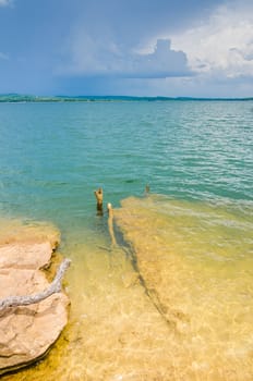 Water and sky in  the Reservoir embankment Sirinthorn Ubonratchatani Thailand