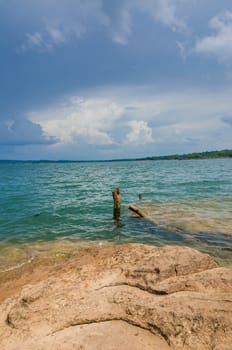 Water and sky in  the Reservoir embankment Sirinthorn Ubonratchatani Thailand