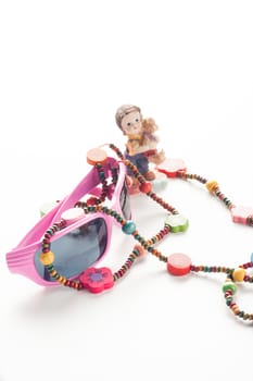 little girl fashion accessories, pink sunglasses, kid necklace