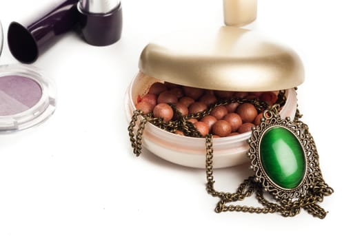 beauty fashion make up accessories with vintage necklace