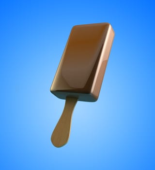 Chocolate ice cream 3d Illustrations on a light blue background