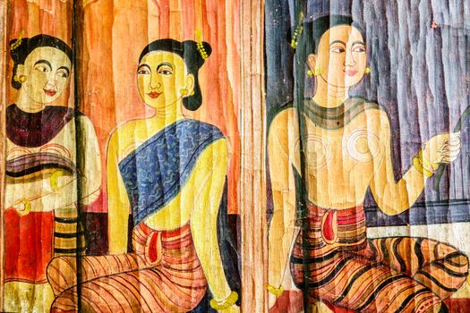 old painting of tradition Thai pattern,Chiangrai,Thailand
