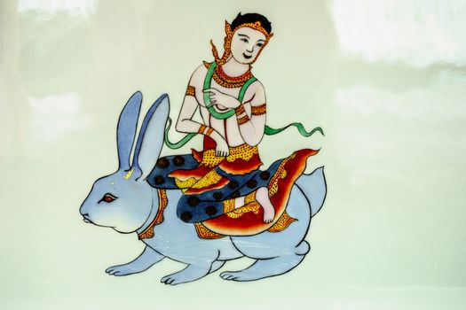 picture of angel and chicken in Thai traditional zodiac symbol