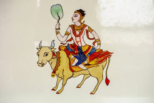 picture of angel and cow in Thai traditional zodiac symbol