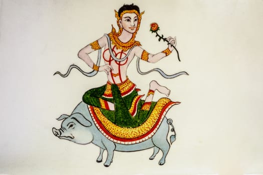 picture of angel and pig in Thai traditional zodiac symbol